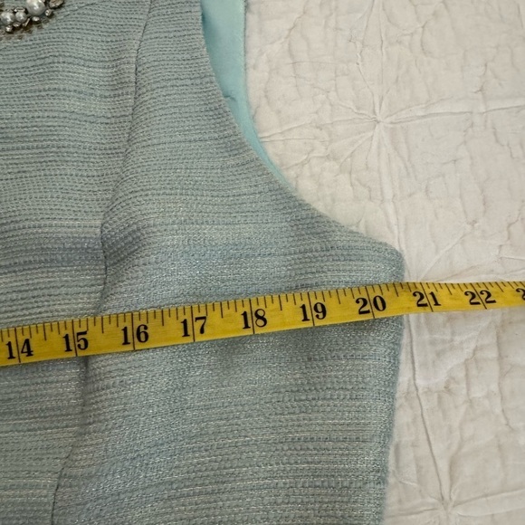 Tahari Arthur S Levine Mint Green Woven Cocktail Sheath Style Dress Size 16 - Picture 8 of 14